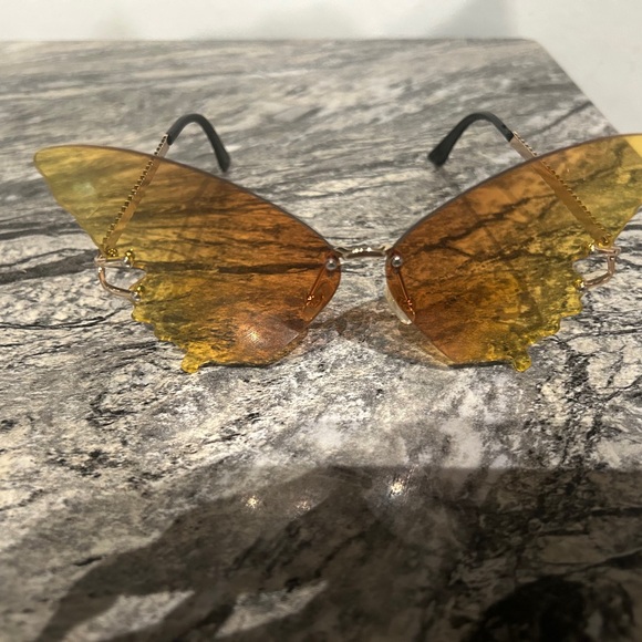 Butterfly Shaped Sunglasses with Amber Lenses